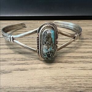 Native Kingman Turquoise Cuff Sterling